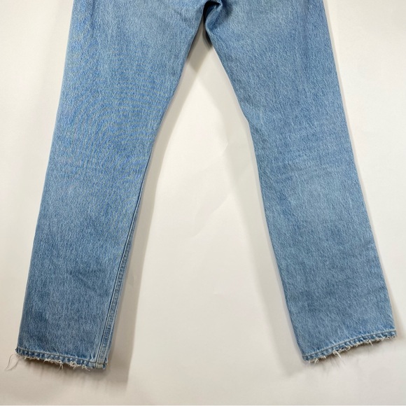 Agolde Blue Wash 90’s Mid Rise Distressed Straight Leg Jeans Size 24 - Picture 8 of 15